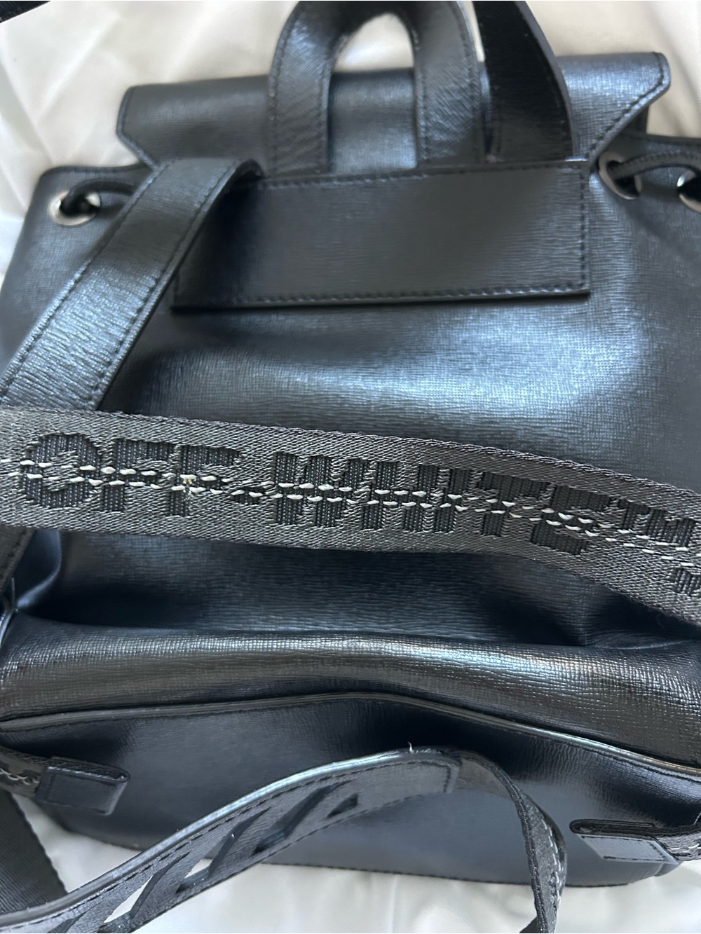 Off-White Black and White Diagonal Stripe Leather Backpack - Picture 2 of 4
